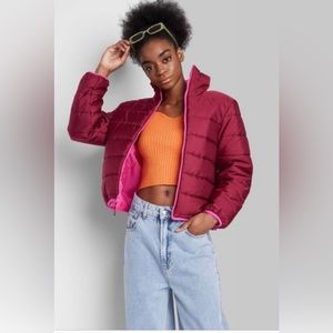 NWT Women's Puffer Jacket - Wild Fable™ Berry Red